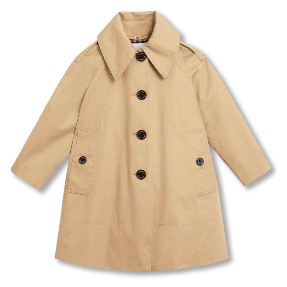 Burberry Kids Detachable Hood Showerproof Cotton Swing Coat